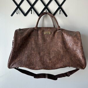 Nicole Miller Brown Textured Travel Bag